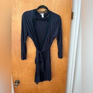 Eberjey lace trim wrap robe L
